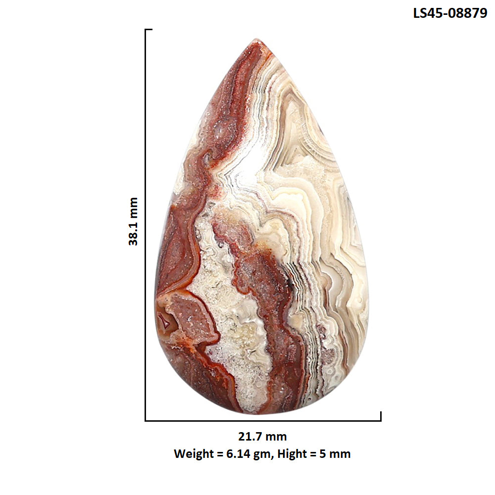 Laguna Lace Agate 21.7x38.1x5 mm Pear Shape Polished Gemstone LS45-08879