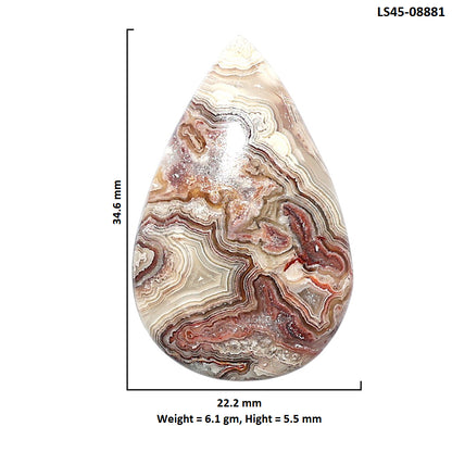 Laguna Lace Agate 22.2x34.6x5.5 mm Pear Shape Polished Gemstone LS45-08881