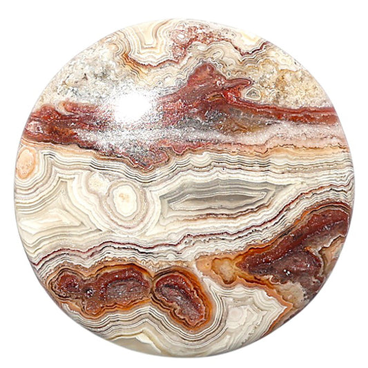 Laguna Lace Agate 34.4x34.4x5.5 mm Round Shape Polished Gemstone LS45-08884
