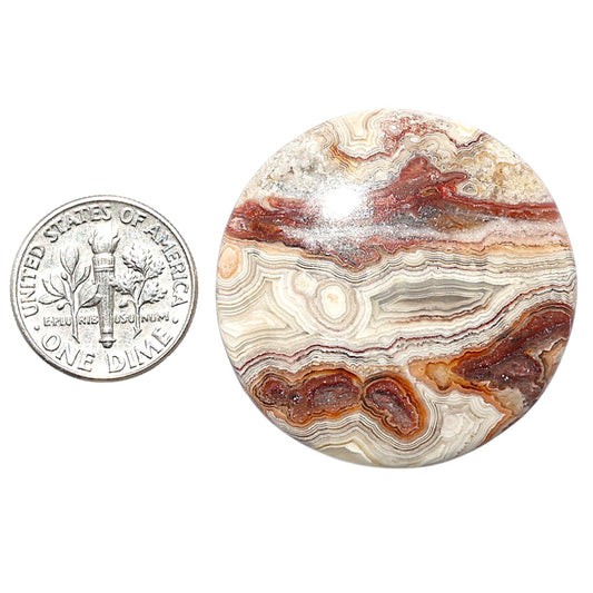 Laguna Lace Agate 34.4x34.4x5.5 mm Round Shape Polished Gemstone LS45-08884
