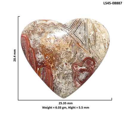 Laguna Lace Agate 25.35x28.4x5.5 mm Heart Shape Polished Gemstone LS45-08887