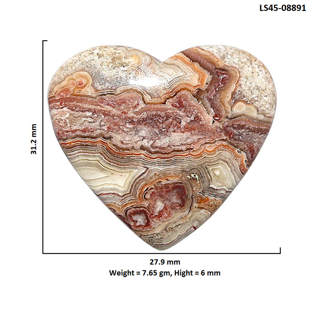 Laguna Lace Agate 27.9x31.2x6 mm Heart Shape Polished Gemstone LS45-08891