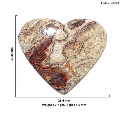 Laguna Lace Agate 28.6x33.45x5.5 mm Heart Shape Polished Gemstone LS45-08892