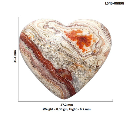 Laguna Lace Agate 27.2x31.1x6.7 mm Heart Shape Polished Gemstone LS45-08898