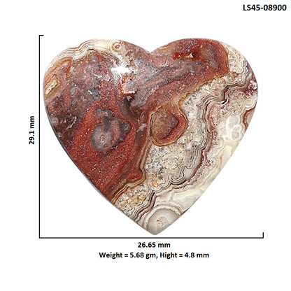 Laguna Lace Agate 26.65x29.1x4.8 mm Heart Shape Polished Gemstone LS45-08900
