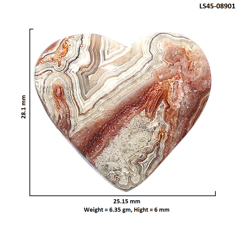 Laguna Lace Agate 25.15x28.1x6 mm Heart Shape Polished Gemstone LS45-08901