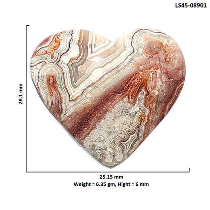 Laguna Lace Agate 25.15x28.1x6 mm Heart Shape Polished Gemstone LS45-08901