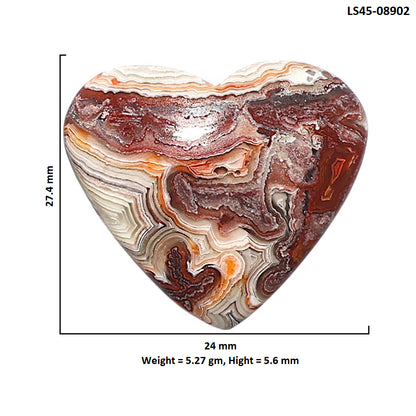 Laguna Lace Agate 24x27.4x5.6 mm Heart Shape Polished Gemstone LS45-08902