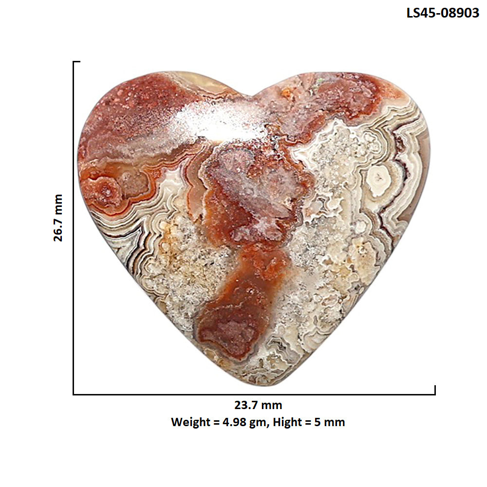 Laguna Lace Agate 23.7x26.7x5 mm Heart Shape Polished Gemstone LS45-08903
