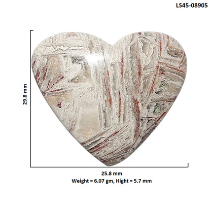 Laguna Lace Agate 25.8x29.8x5.7 mm Heart Shape Polished Gemstone LS45-08905
