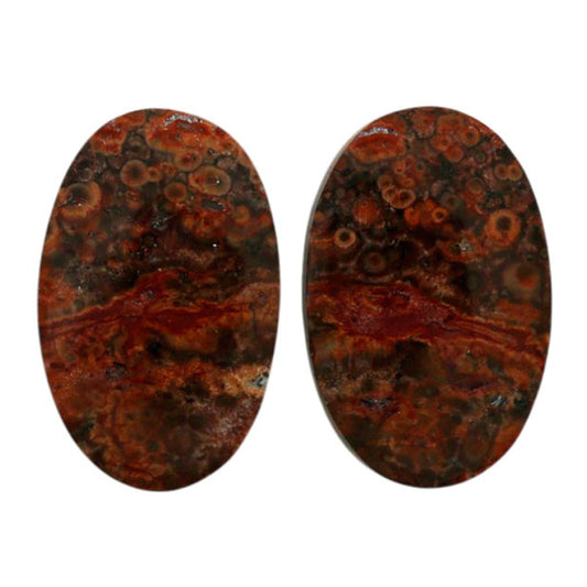 Poppy Jasper Pair 12.9x20.2x4 mm Oval Shape Polished Gemstone LS49-07109