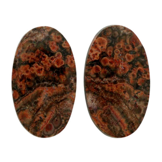 Poppy Jasper Pair 13x22.4x3.7 mm Oval Shape Polished Gemstone LS49-07110