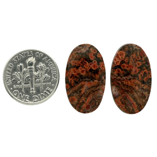 Poppy Jasper Pair 13x22.4x3.7 mm Oval Shape Polished Gemstone LS49-07110