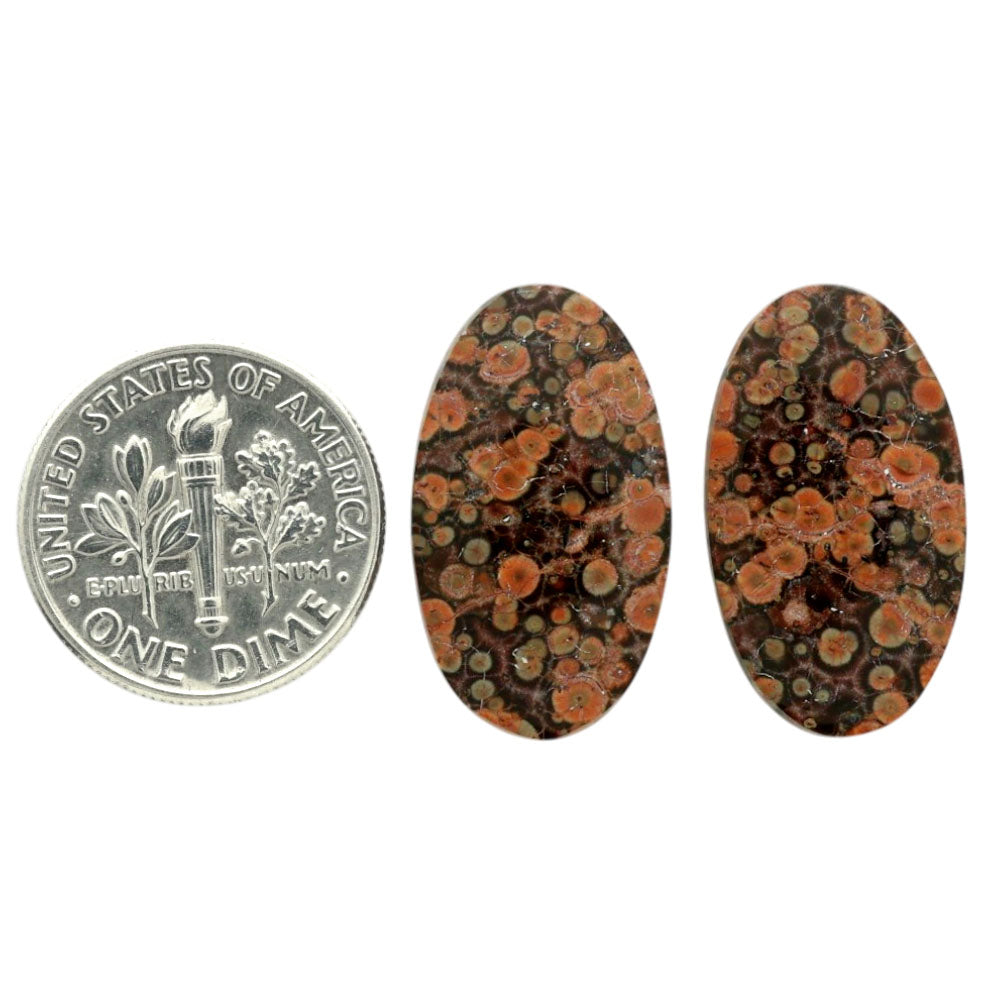 Poppy Jasper Pair 12.8x22.25x4 mm Oval Shape Polished Gemstone LS49-07111