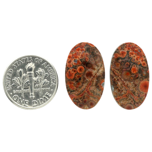Poppy Jasper Pair 13x21.9x3.2 mm Oval Shape Polished Gemstone LS49-07112