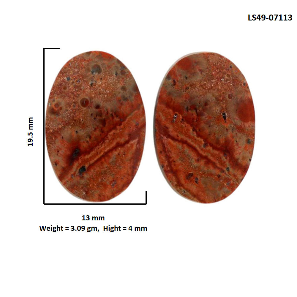 Poppy Jasper Pair 13x19.5x4 mm Oval Shape Polished Gemstone LS49-07113