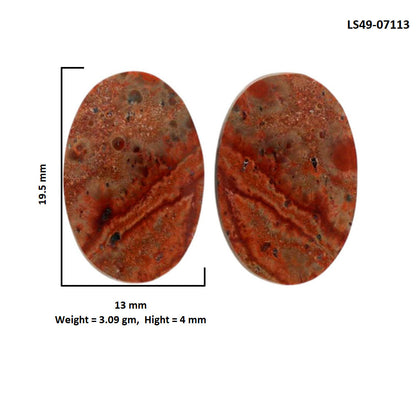 Poppy Jasper Pair 13x19.5x4 mm Oval Shape Polished Gemstone LS49-07113