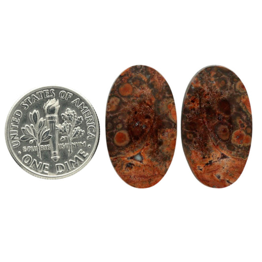 Poppy Jasper Pair 13.6x23.3x4 mm Oval Shape Polished Gemstone LS49-07115