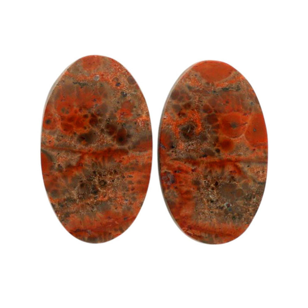 Poppy Jasper Pair 12.5x21.15x3.8 mm Oval Shape Polished Gemstone LS49-07116