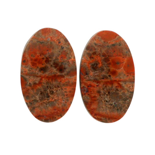 Poppy Jasper Pair 12.5x21.15x3.8 mm Oval Shape Polished Gemstone LS49-07116