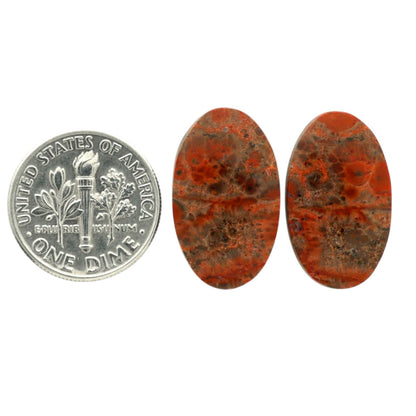 Poppy Jasper Pair 12.5x21.15x3.8 mm Oval Shape Polished Gemstone LS49-07116
