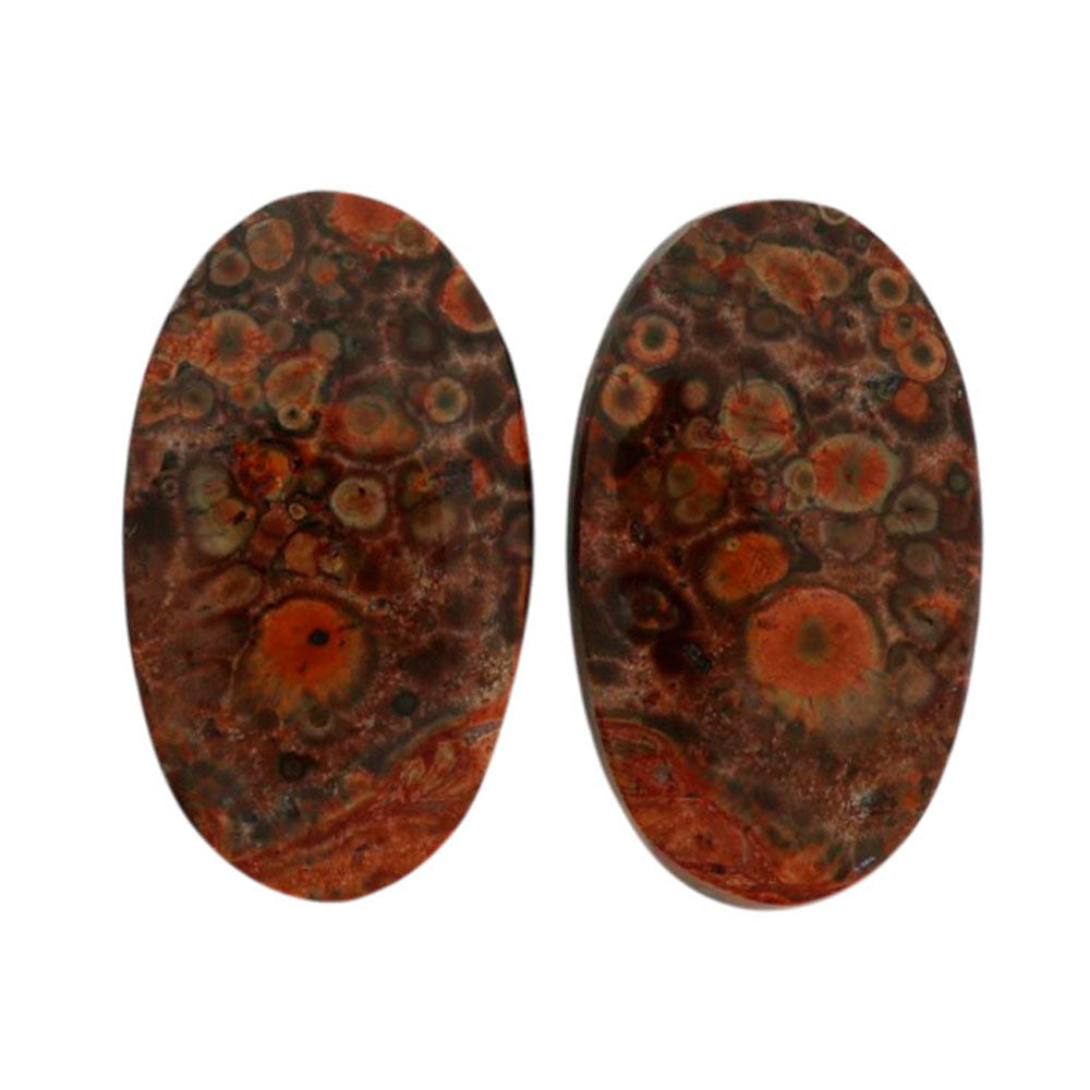 Poppy Jasper Pair 13.7x23.5x4 mm Oval Shape Polished Gemstone LS49-07118
