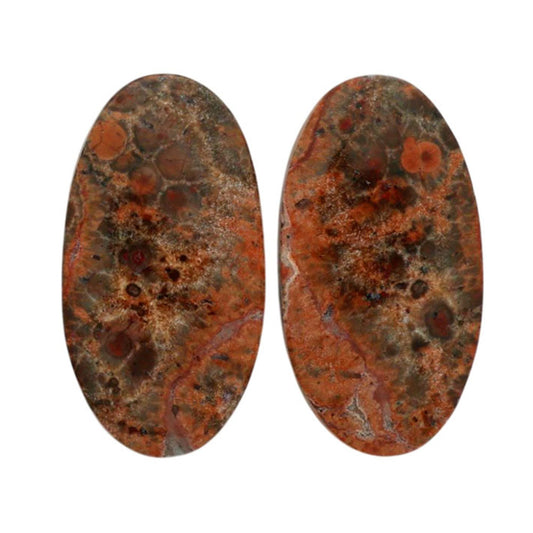 Poppy Jasper Pair 14x26.1x4 mm Oval Shape Polished Gemstone LS49-07119