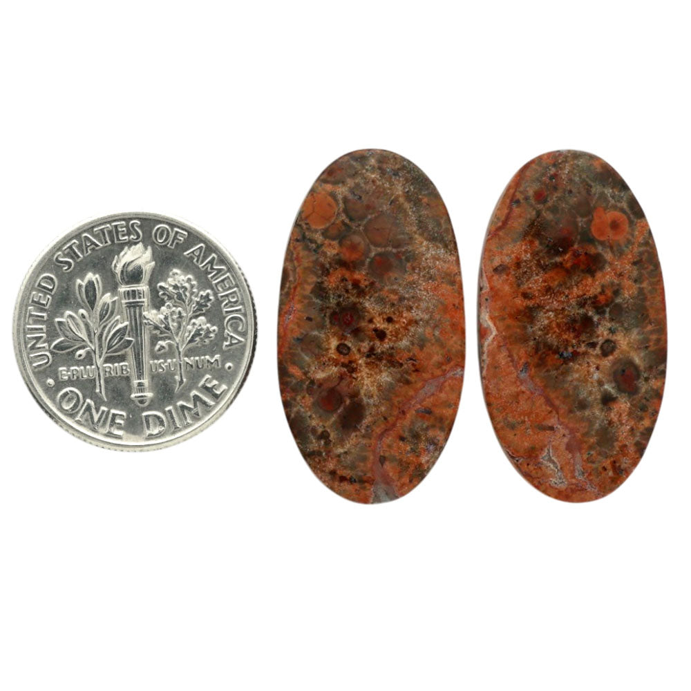 Poppy Jasper Pair 14x26.1x4 mm Oval Shape Polished Gemstone LS49-07119