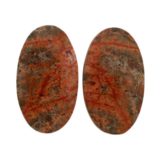 Poppy Jasper Pair 14x24.5x3.5 mm Oval Shape Polished Gemstone LS49-07122