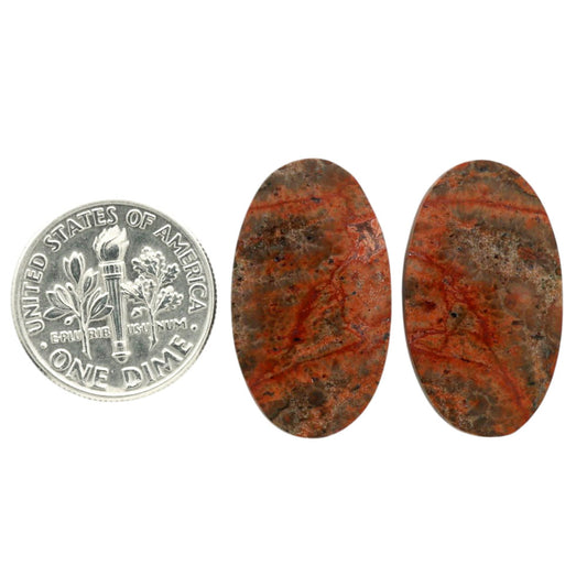 Poppy Jasper Pair 14x24.5x3.5 mm Oval Shape Polished Gemstone LS49-07122