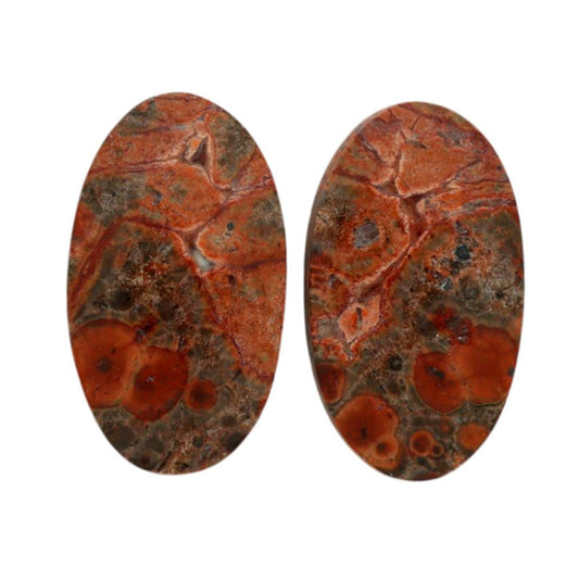Poppy Jasper Pair 14x24x3.5 mm Oval Shape Polished Gemstone LS49-07123