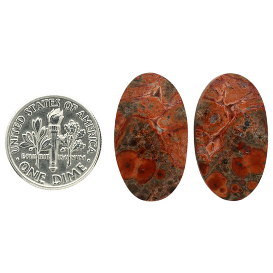 Poppy Jasper Pair 14x24x3.5 mm Oval Shape Polished Gemstone LS49-07123