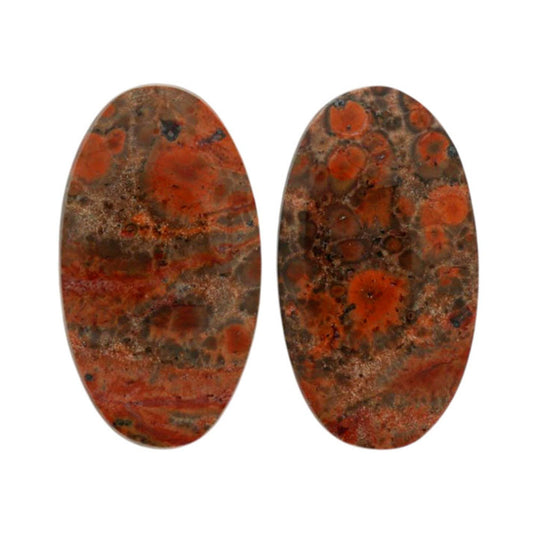 Poppy Jasper Pair 13.7x24.6x3.6 mm Oval Shape Polished Gemstone LS49-07124