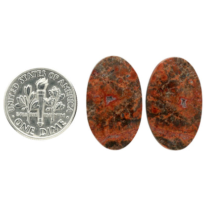 Poppy Jasper Pair 13.8x23x3.5 mm Oval Shape Polished Gemstone LS49-07125
