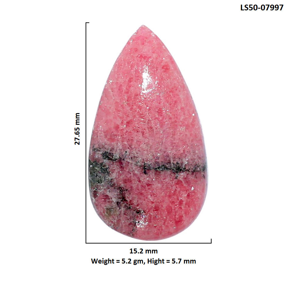 Rhodonite 15.2x27.65x5.7 mm Pear Shape Polished Gemstone LS50-07997