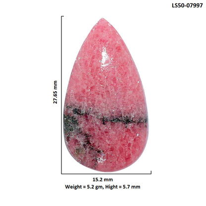 Rhodonite 15.2x27.65x5.7 mm Pear Shape Polished Gemstone LS50-07997