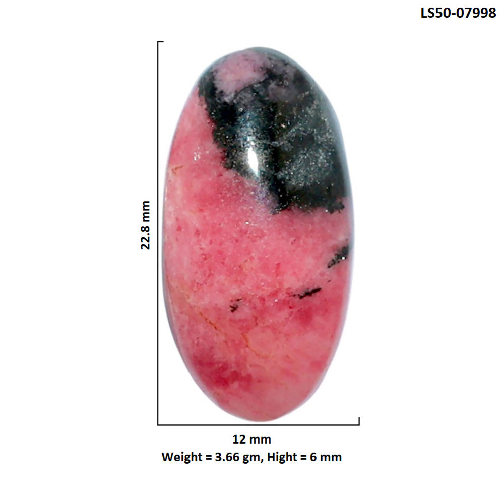 Rhodonite 12x22.8x6 mm Oval Shape Polished Gemstone LS50-07998