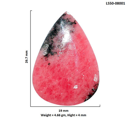 Rhodonite 19x26.7x4 mm Pear Shape Polished Gemstone LS50-08001