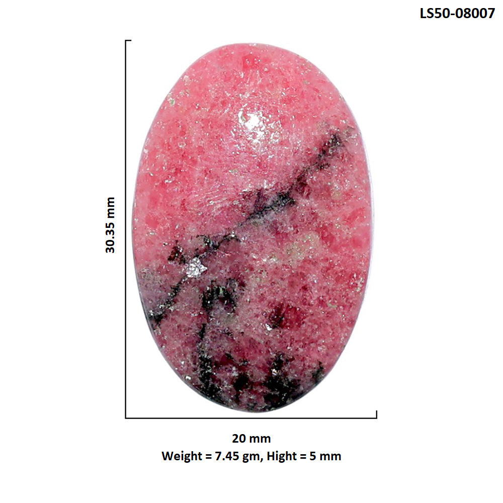 Rhodonite 20x30.35x5 mm Oval Shape Polished Gemstone LS50-08007