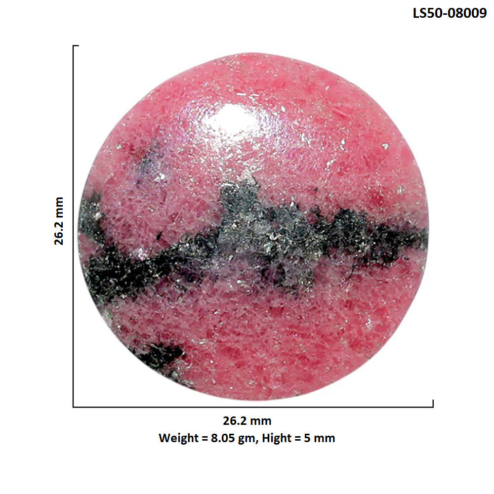 Rhodonite 26.2x26.2x5 mm Round Shape Polished Gemstone LS50-08009