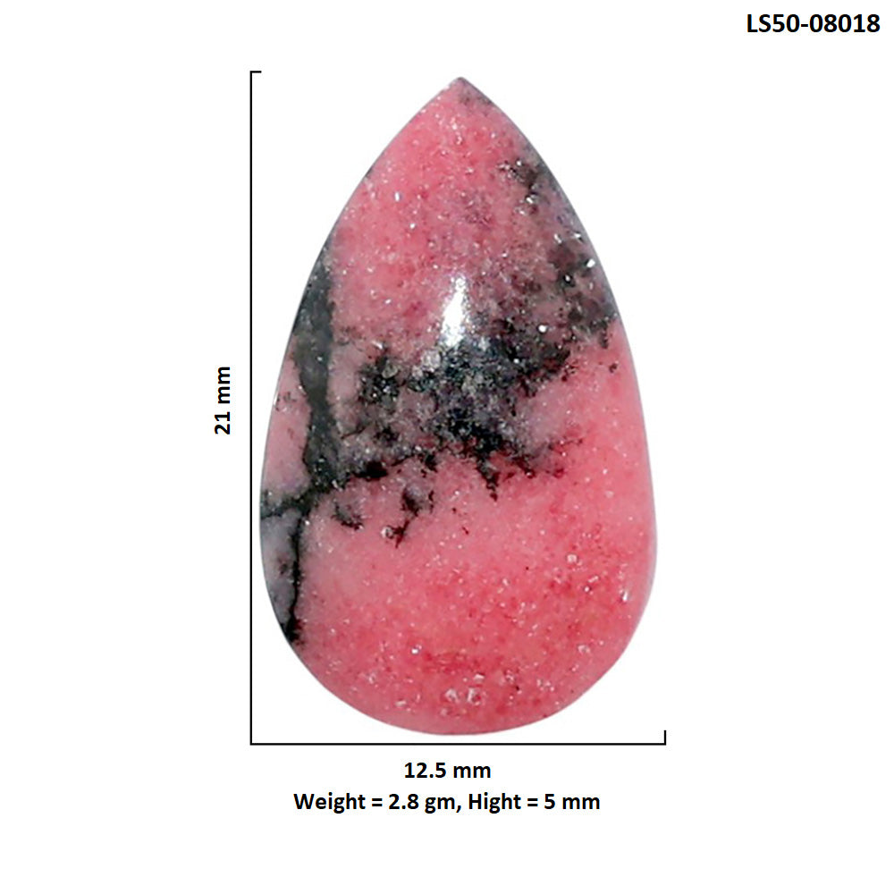 Rhodonite 12.5x21x5 mm Pear Shape Polished Gemstone LS50-08018
