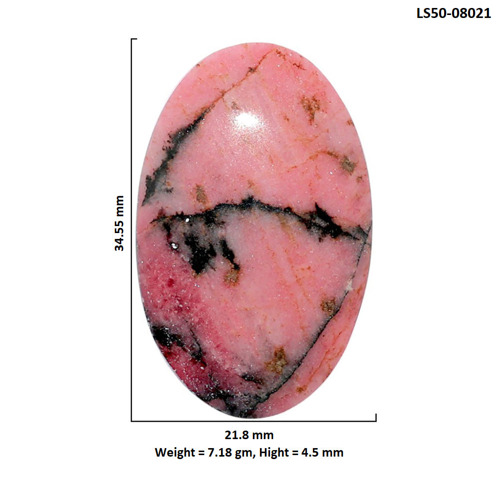 Rhodonite 21.8x34.55x4.5 mm Oval Shape Polished Gemstone LS50-08021