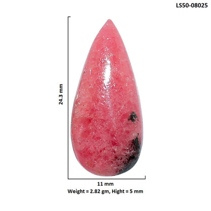 Rhodonite 11x24.3x5 mm Pear Shape Polished Gemstone LS50-08025