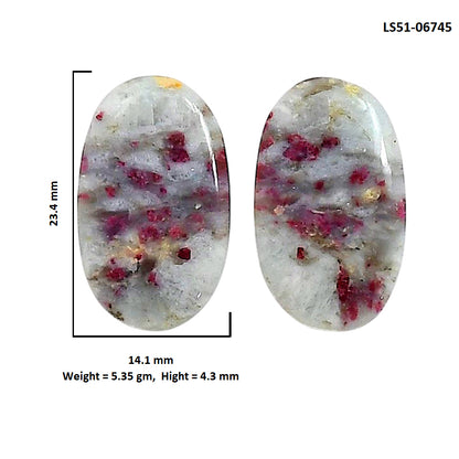 Cinnabar Pair 14.1x23.4x4.3 mm Oval Shape Polished Gemstone LS51-06745