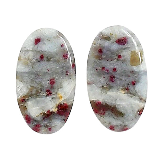 Cinnabar Pair 13x23x4.3 mm Oval Shape Polished Gemstone LS51-06746