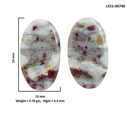 Cinnabar Pair 13x23x4.3 mm Oval Shape Polished Gemstone LS51-06746