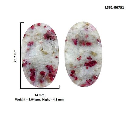 Cinnabar Pair 14x23.7x4.3 mm Oval Shape Polished Gemstone LS51-06751