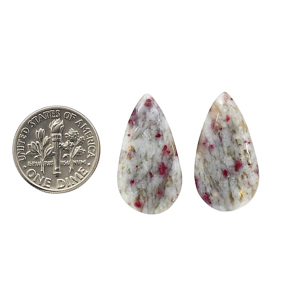 Cinnabar Pair 13.2x24.2x3.7 mm Pear Shape Polished Gemstone LS51-06752