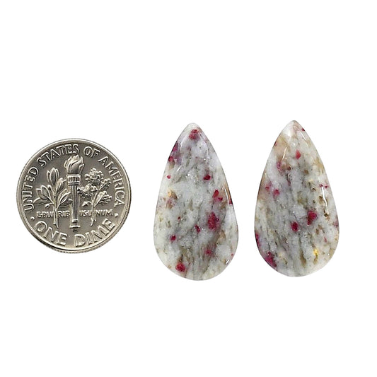 Cinnabar Pair 13.2x24.2x3.7 mm Pear Shape Polished Gemstone LS51-06752