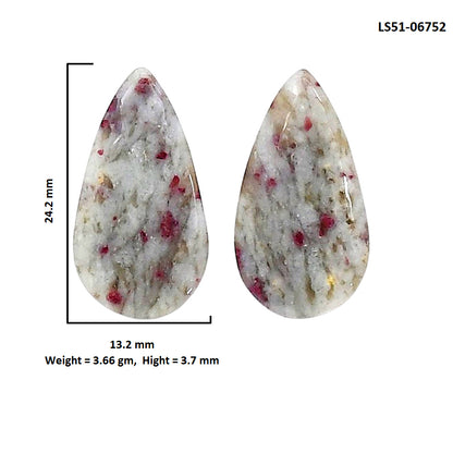 Cinnabar Pair 13.2x24.2x3.7 mm Pear Shape Polished Gemstone LS51-06752